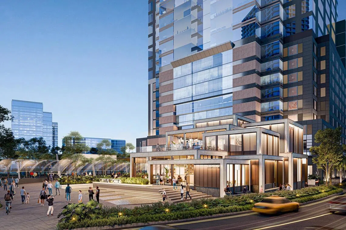 Artist’s impression of the proposed retail pavilion at Capital Tower’s Urban Plaza. 