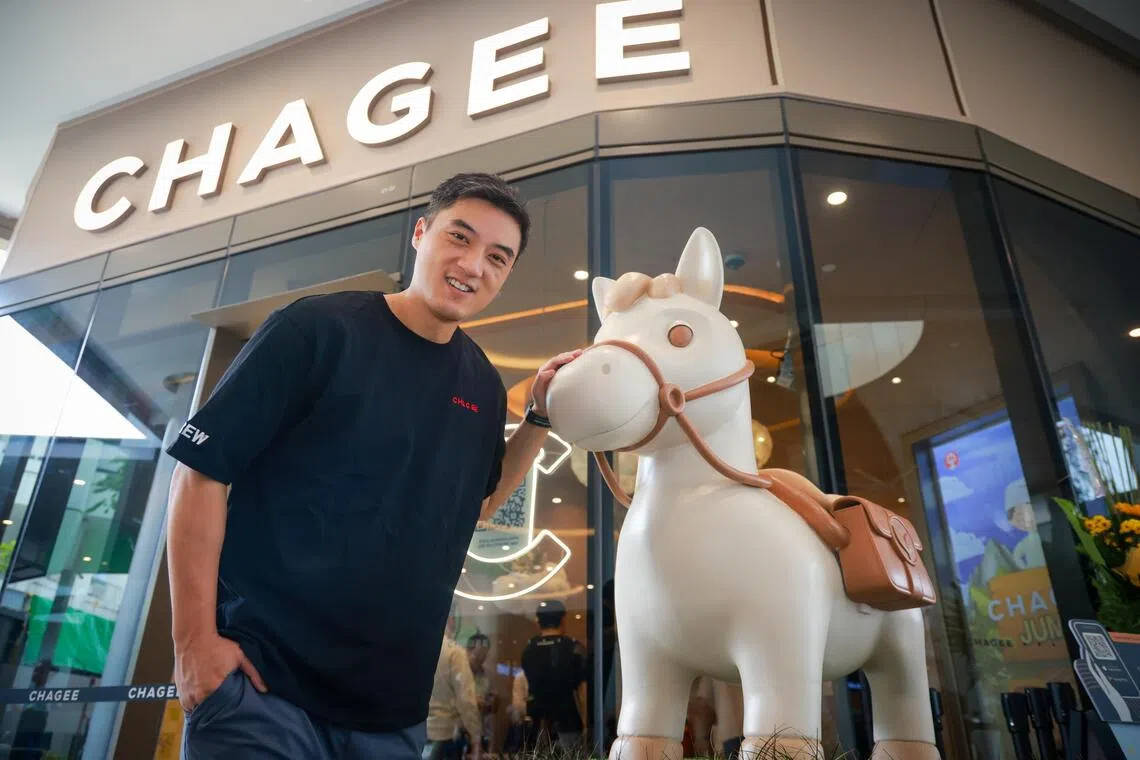 Chagee Singapore CEO Lawrence Wen at Chagee’s Pasir Ris Mall store on Aug 21.