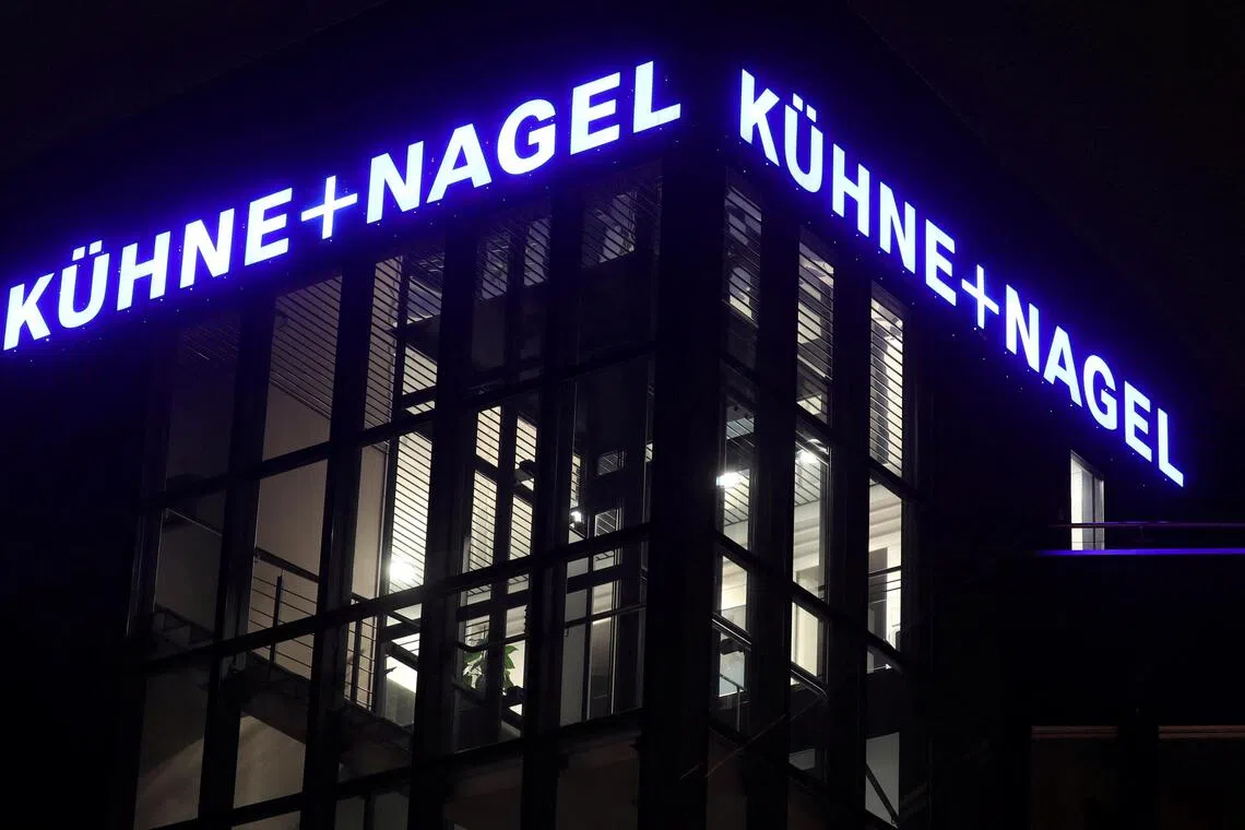 FILE PHOTO: Logo of Swiss logistics group Kuehne + Nagel is seen at its headquarters, in Schindellegi, Switzerland November 30, 2020. REUTERS/Arnd Wiegmann/File Photo