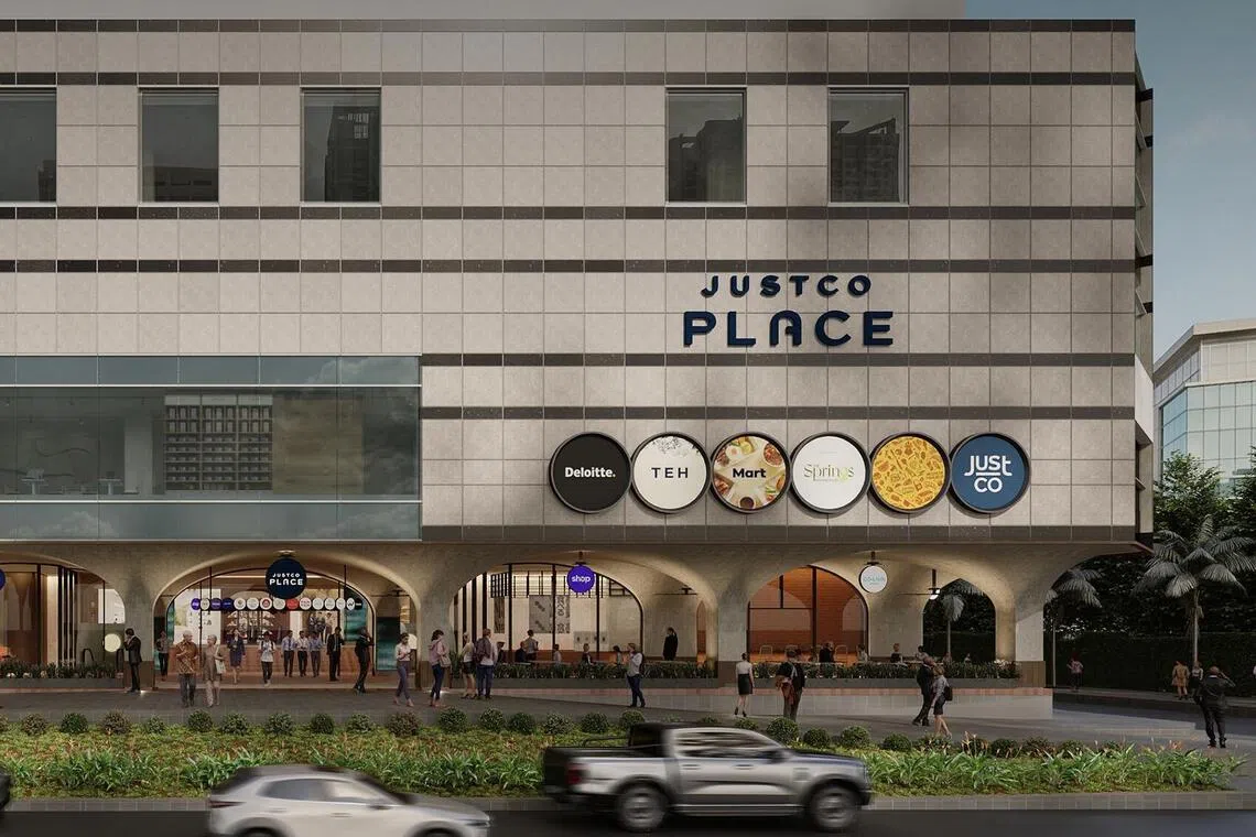An artist’s impression of JustCo Place, which will combine co-working services with co-living and retail offerings.
