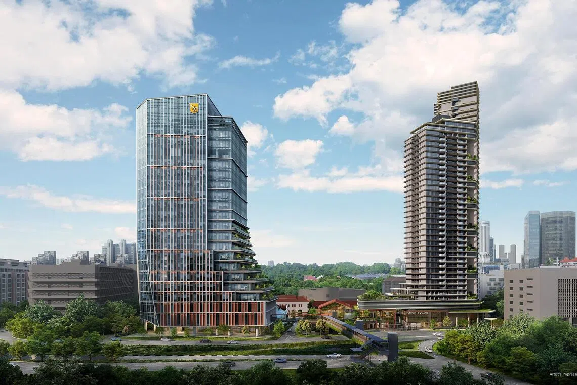 An artist’s impression of Union Square, a 40-storey mixed-use development combining luxury residences, retail spaces, offices and co-living apartments.