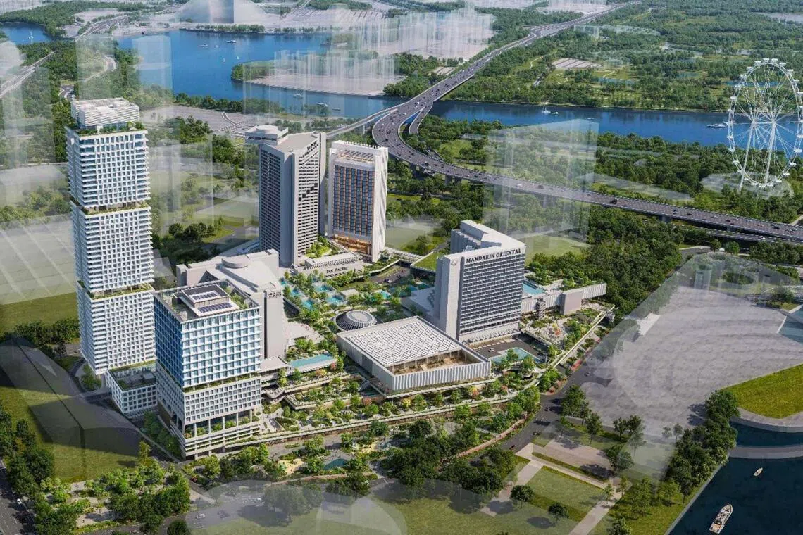 An artist’s impression of the revamped Marina Square site, which will include luxury residences, serviced apartments and offices.