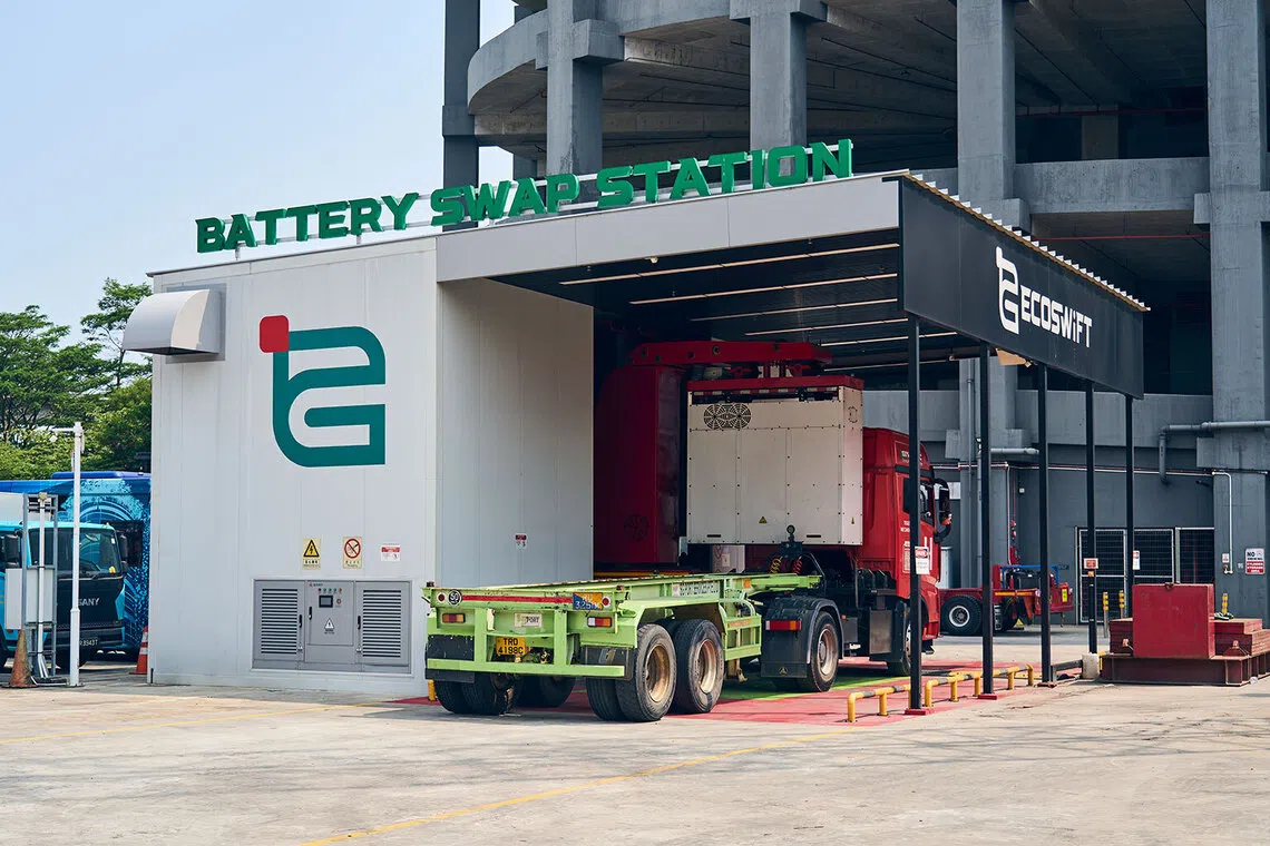 EcoSwift’s battery swap station in Tuas